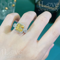 S925 5ct Yellow Radiant Cut Cubic Zirconia Ring ILR040