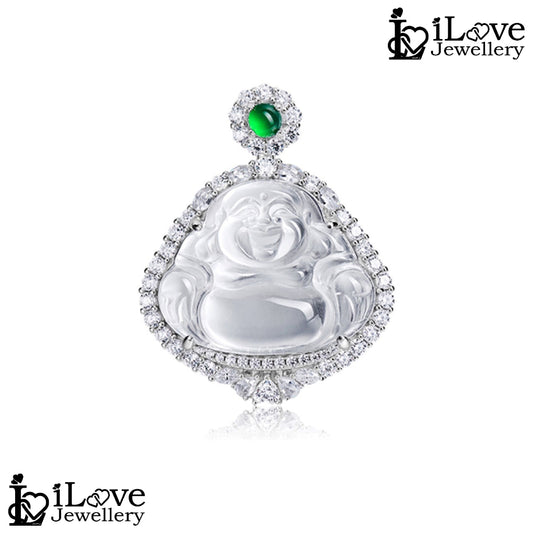 Blessed Hand‑carved albite jade Buddha pendant ILN201 ILN018