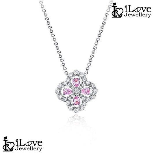 Lucky Blossom Clover Necklace ILN005 Pink
