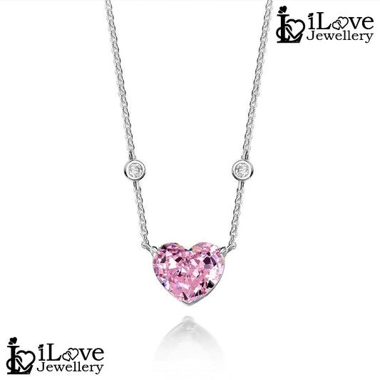 Pink Heartbeat Chain Necklace ILN010