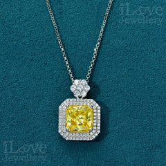 S925 Silver Yellow Cubic Zirconia Necklace ILN011