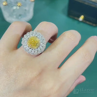 S925 1.5ct Yellow Cushion Cut Cubic Zirconia Ring ILR049