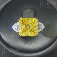 S925 Silver 5.0ct Yellow Square Cubic Zirconia Ring ILR009