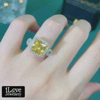 S925 5ct Yellow Radiant Cut Cubic Zirconia Ring ILR040